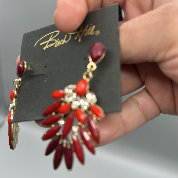 Red and Gold Statement Earrings - Picture 6 of 8